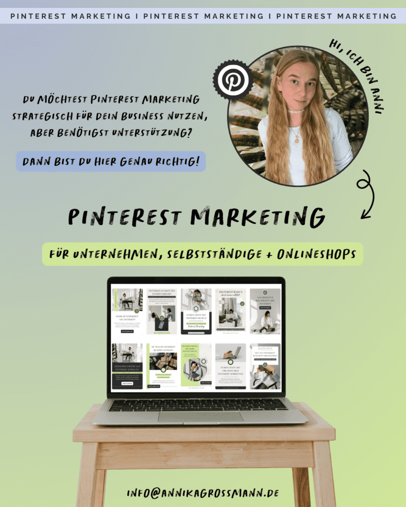 Pinterest Marketing für Unternehmen, Selbstständige und Onlineshops. Du möchtest Pinterest Marketing strategisch für dein Business nutzen, aber benötigst Unterstützung? Dann bist du hier genau richtig!