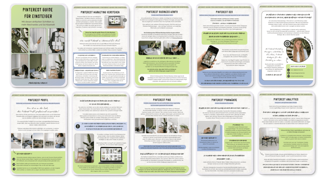 Pinterest Guide für Einsteiger: Mit diesen einfachen Schritten zu mehr Reichweite und Sichtbarkeit. Übersicht des Guides. Perfekt für alle, die mit Pinterest starten möchten!